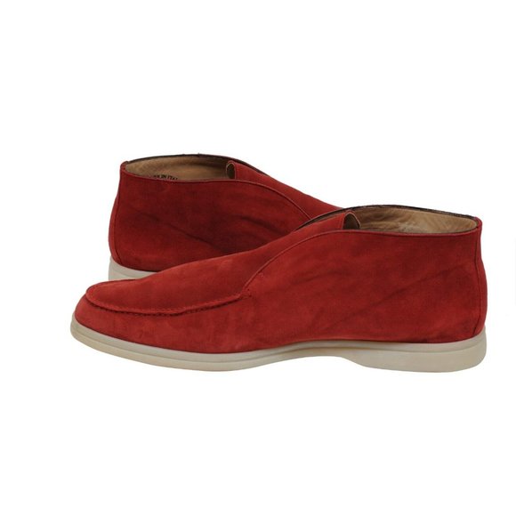 Loro Piana Open Walk Ankle Boots Size US 13 46 Red Suede Slip On Mid Top Chukkas - Picture 7 of 9